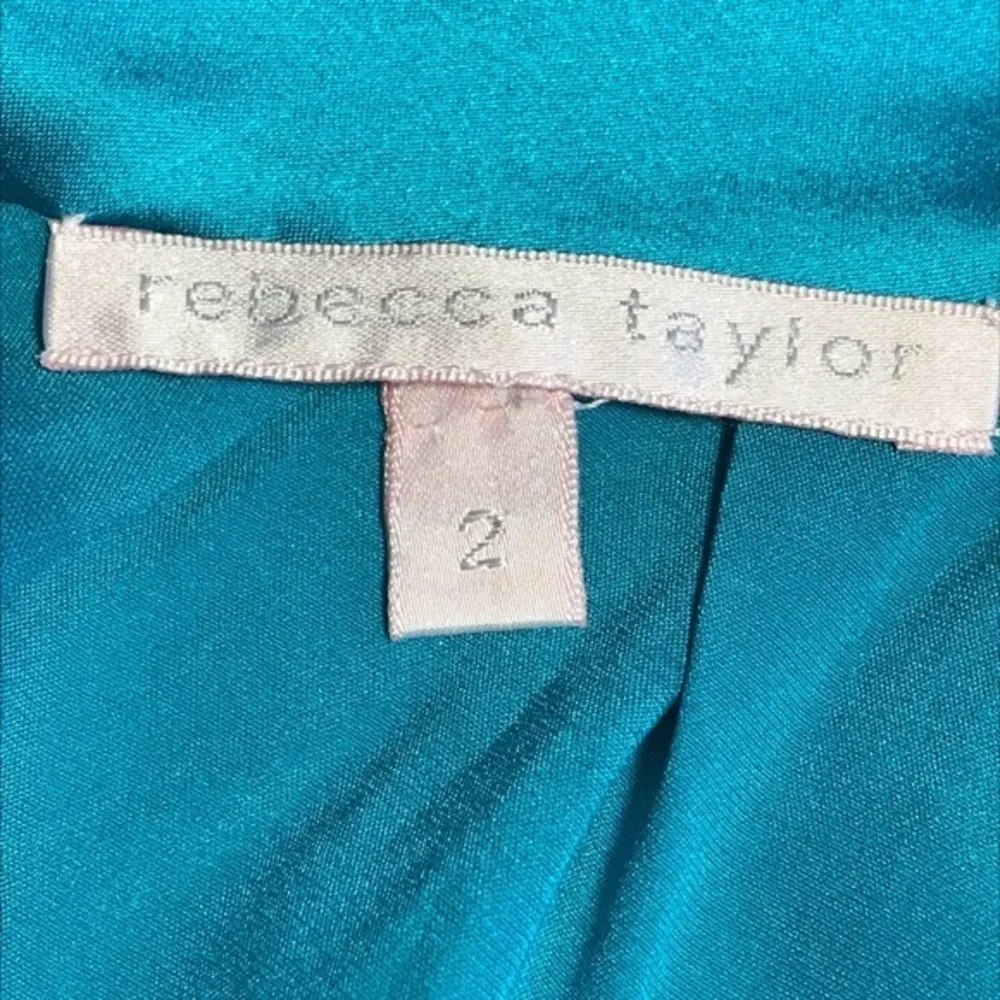 Rebecca Taylor Silk Embellished Turquoise blouse Size 2